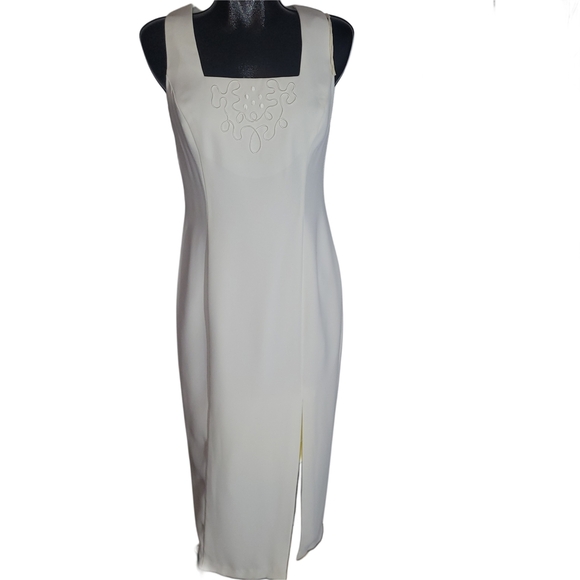 Nu Mode White Formal Bridal Two-Piece Sleeveless Dress Suit 7/8 - Picture 4 of 10